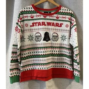 Star Wars Christmas Shirt Darth Vader Storm Troopers Fairisle Sweatshirt Size S‎